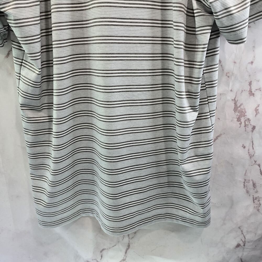 Johnnie O Shirt Mens Medium Gray Striped Polo Short Sleeve Golf Active - Picture 7 of 11